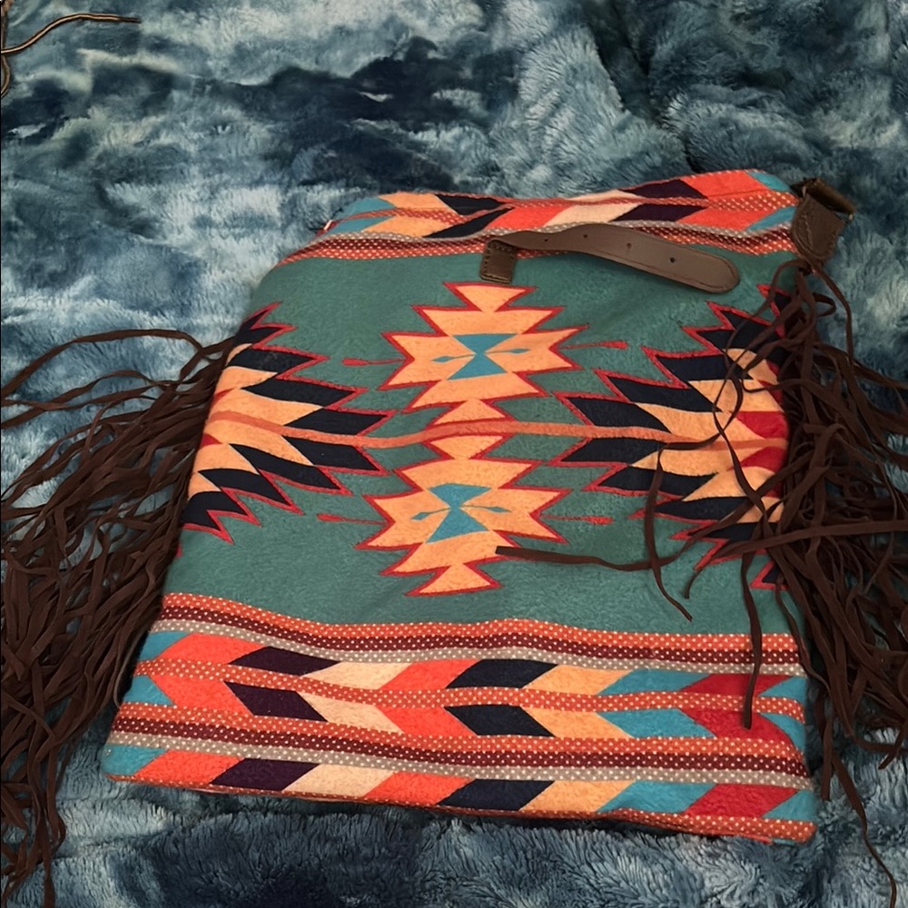Colorful Patterned Fringe Bag - Picture 2 of 3